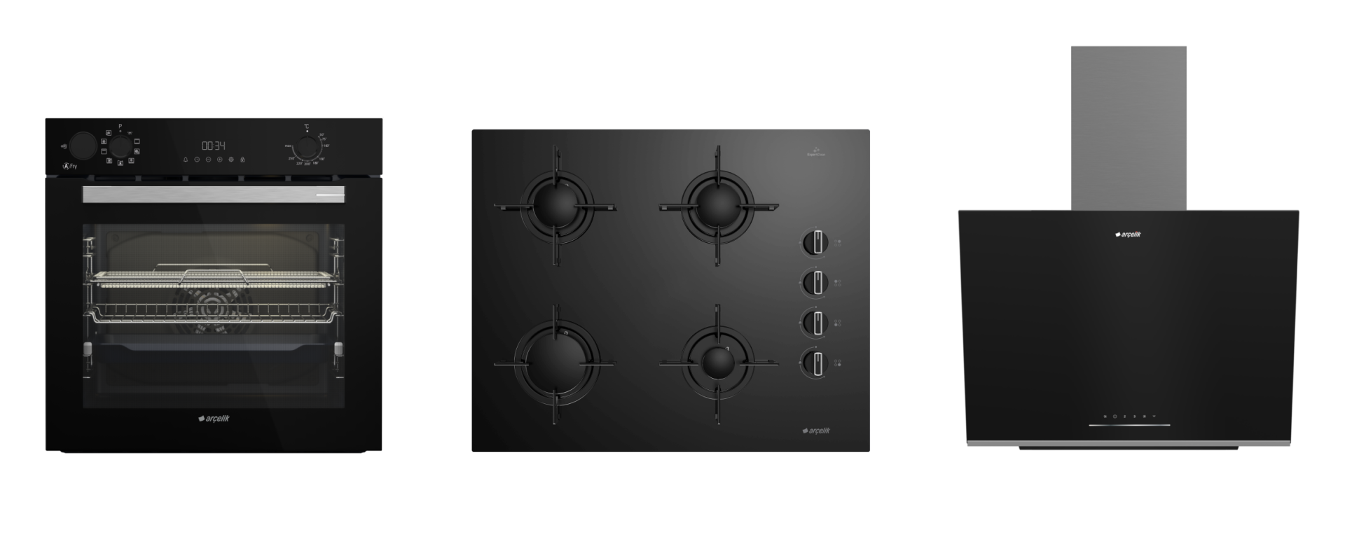 Arçelik Siyah Buhar Destekli AFRY ( AFC 361 S - OCD T 651 ES - ADE 606-2 S ) Ankastre Set