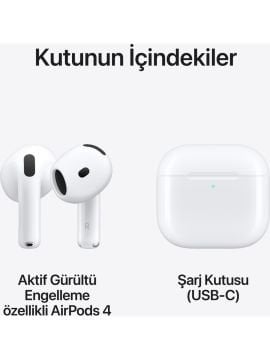 Apple Airpods 4 - Aktif Gürültü Önleme Özellikli MXP93TU/A