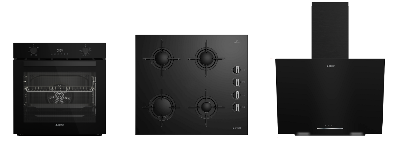 Arçelik Süper Avantaj Siyah ( AFC 330 S - OCD T 601-1 ES - ADE 604 S ) Ankastre Set