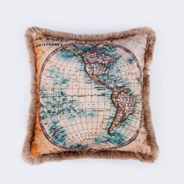Adawall Home Dünya Haritası Desenli Yastık EY118