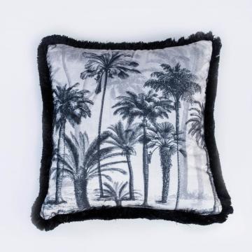 Adawall Home Siyah Palmiye Desenli Yastık EY101