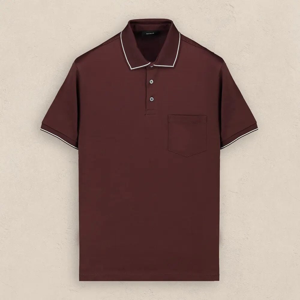 SARAR POLO YAKA CEPLİ TİŞÖRT BORDO