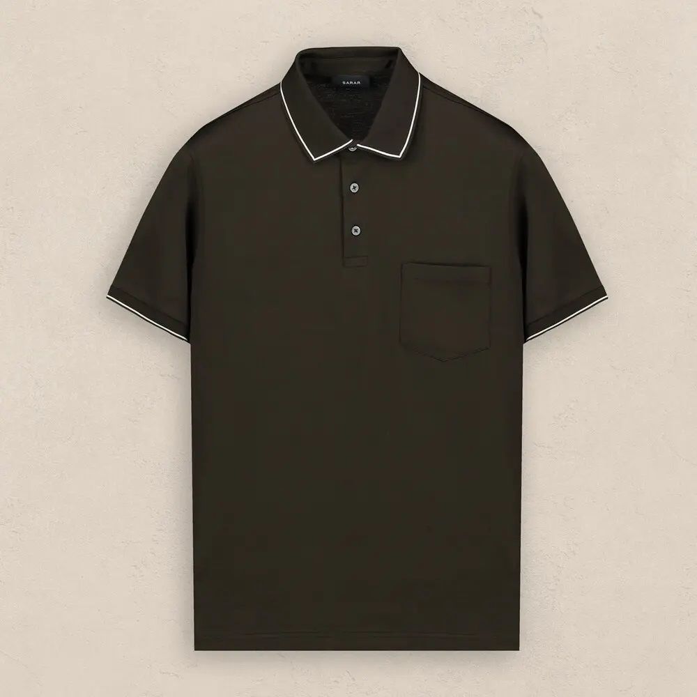 SARAR POLO YAKA CEPLİ TİŞÖRT KAHVE