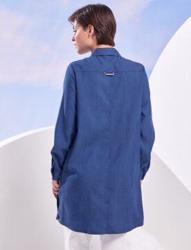 KAYRA Patı Gizli Denim Tunik Lacivert