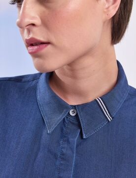 KAYRA Patı Gizli Denim Tunik Lacivert