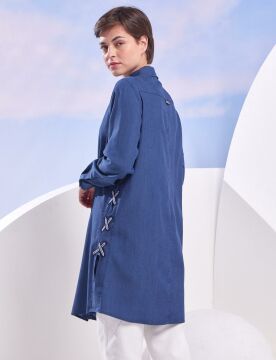 KAYRA Patı Gizli Denim Tunik Lacivert