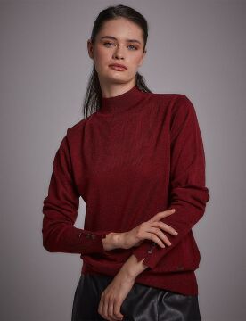 KAYRA Basic Triko Bluz Bordo