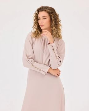 SEÇİL SIFIR YAKA KEMERLİ ELBİSE