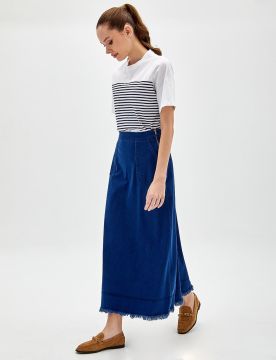 KAYRA Püsküllü Denim Etek