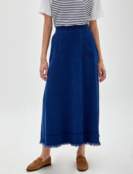 KAYRA Püsküllü Denim Etek