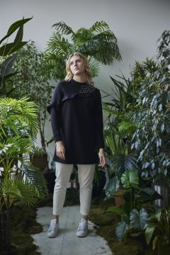 MOODBASİC TAŞLI VOLANLI SWEATSHIRT