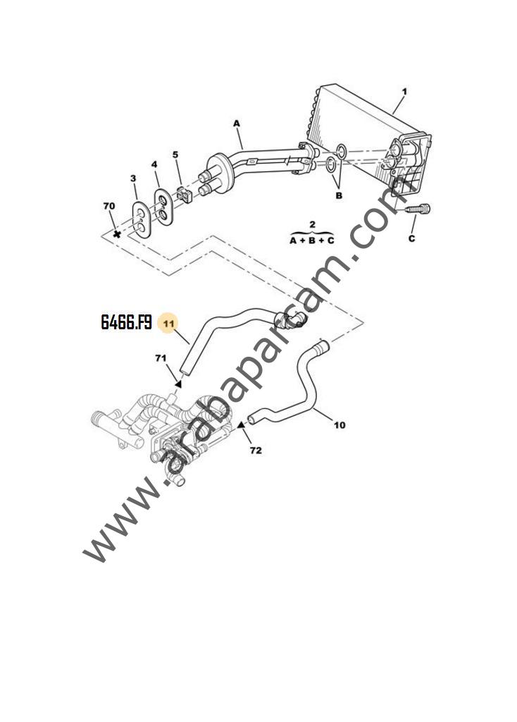 Peugeot 307 1.4 Dizel Kalorifer Hortumu 6466.F9