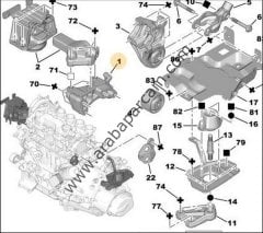 Peugeot 407 Partner C4 C5 1.6 Dizel Alt Motor Takozu 1807.FC