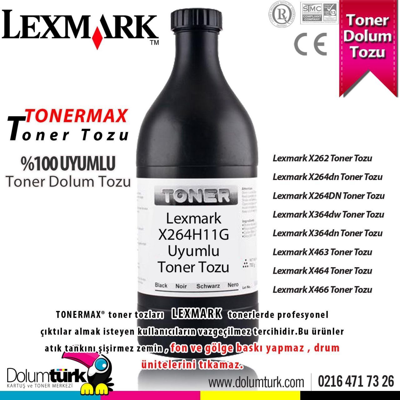 Lexmark X264H11G / X262 / X264dn / X264DN / X364dw / X364dn Toner Tozu