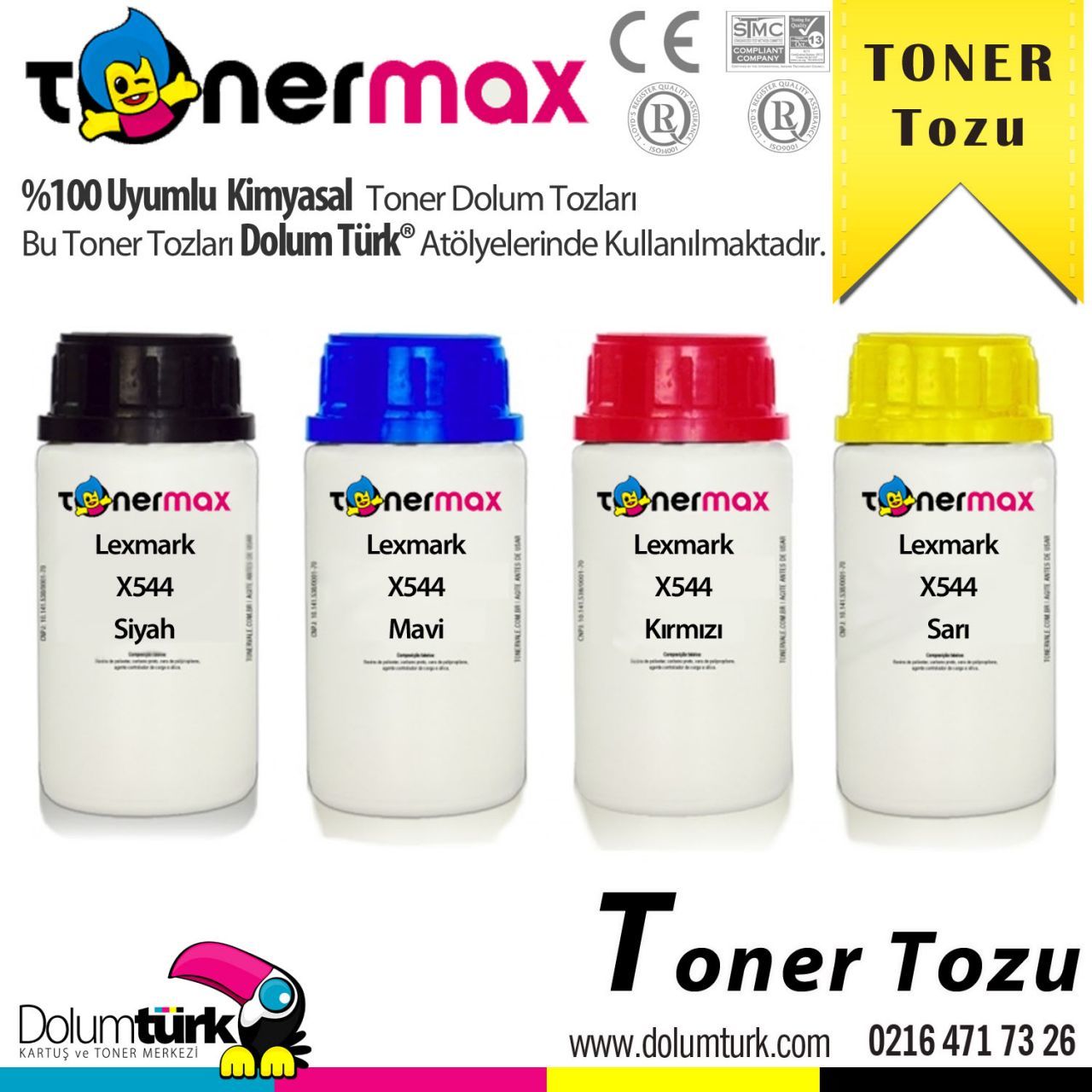 Lexmark C544 / C546 / X544 / X546 / X548 Toner Tozu 1 Set