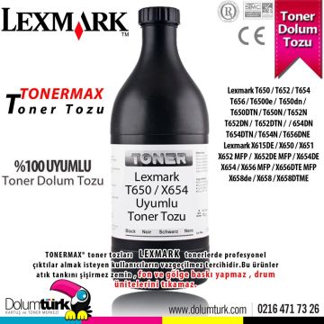 Lexmark T650H11E / T650 / T6500e / T650N / T652 / T654 / T656 Toner Tozu 690GR. Şişe