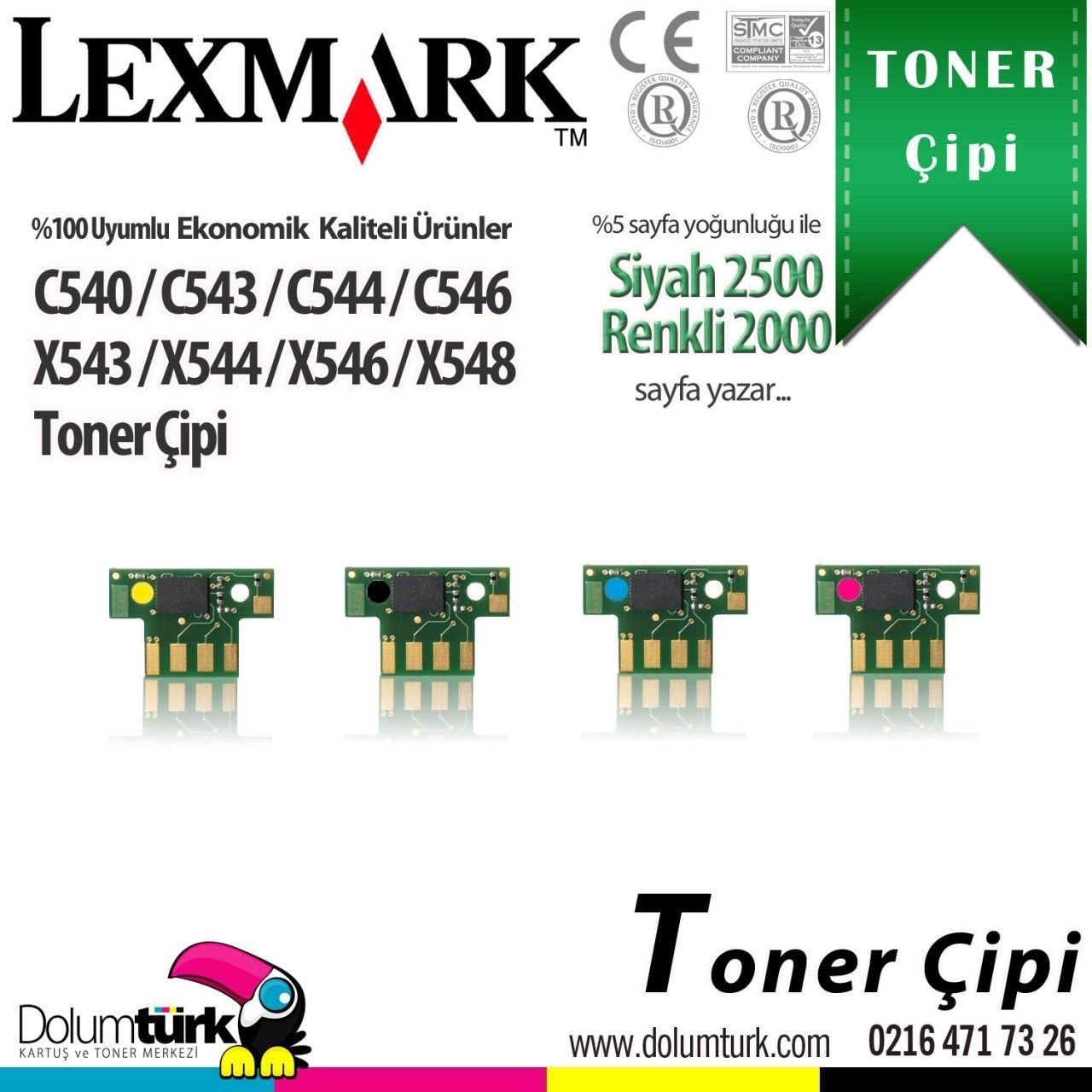 Lexmark C540 / C544 / C546 / X544 / X546 / X548 Set Çip