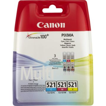 Canon Cli-521 CMY / Pixma İP3600/ 4600 / 4700 / MP540 / MP550 / MP560 / MP620 / MP630 / MP640 / MP980 / MP990 / MX860 / MX870 Renkli Kartuş Multipack