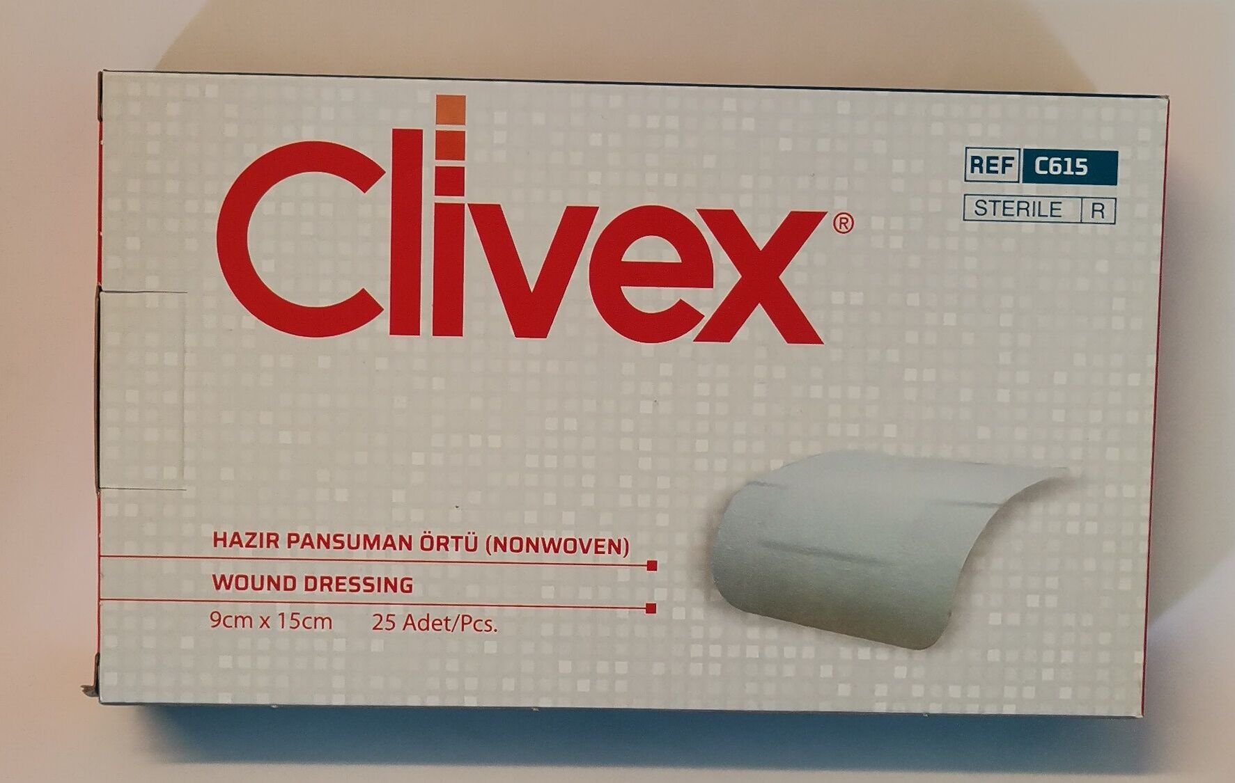 Clivex 9 x 15 cm Steril Hazır Pansuman Yara Örtüsü 25 Adet Non-woven