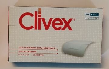Clivex 9 x 15 cm Steril Hazır Pansuman Yara Örtüsü 25 Adet Non-woven