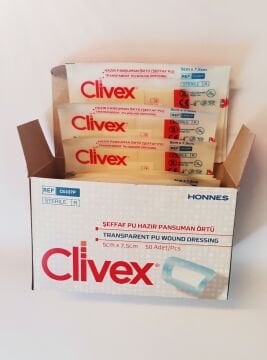 Clivex5 adet 5x7.5 cm Pansuman Yara Örtüsü 50 Adet PU Su Geçirmez