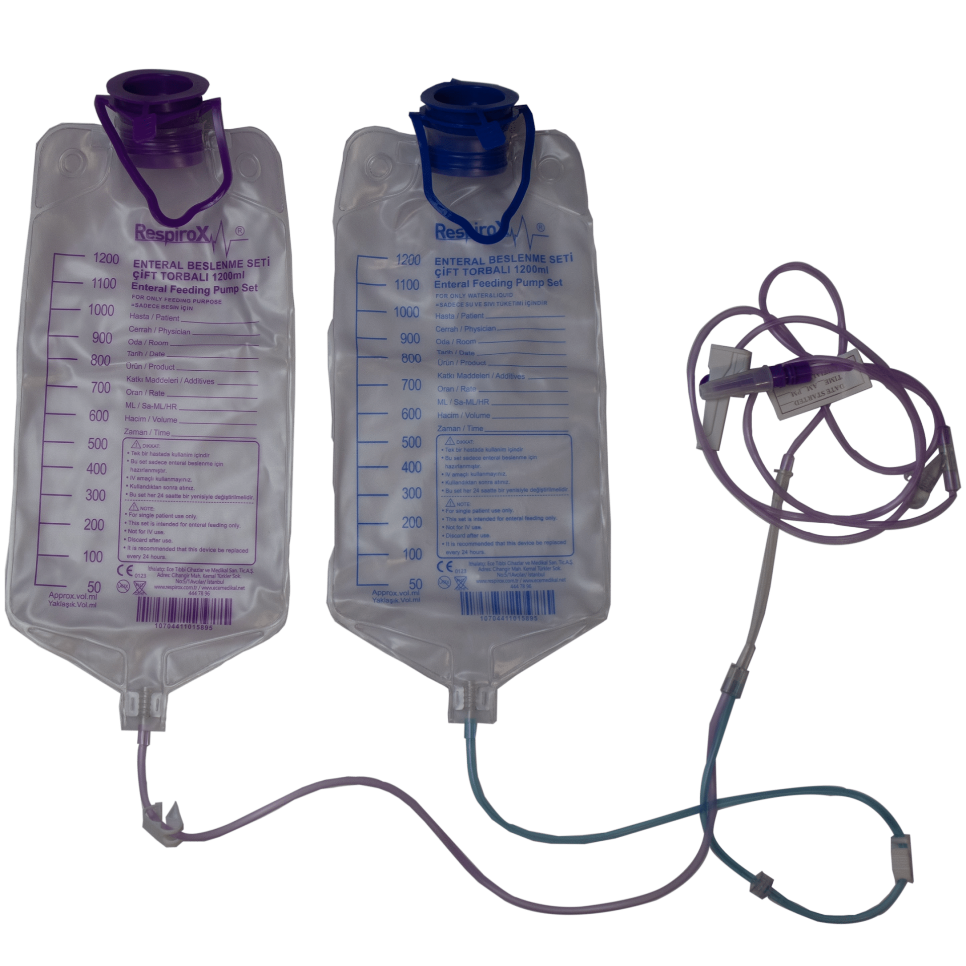 Enteral İletim Pompası Seti - Mama Torbası İkili Mama Torbası