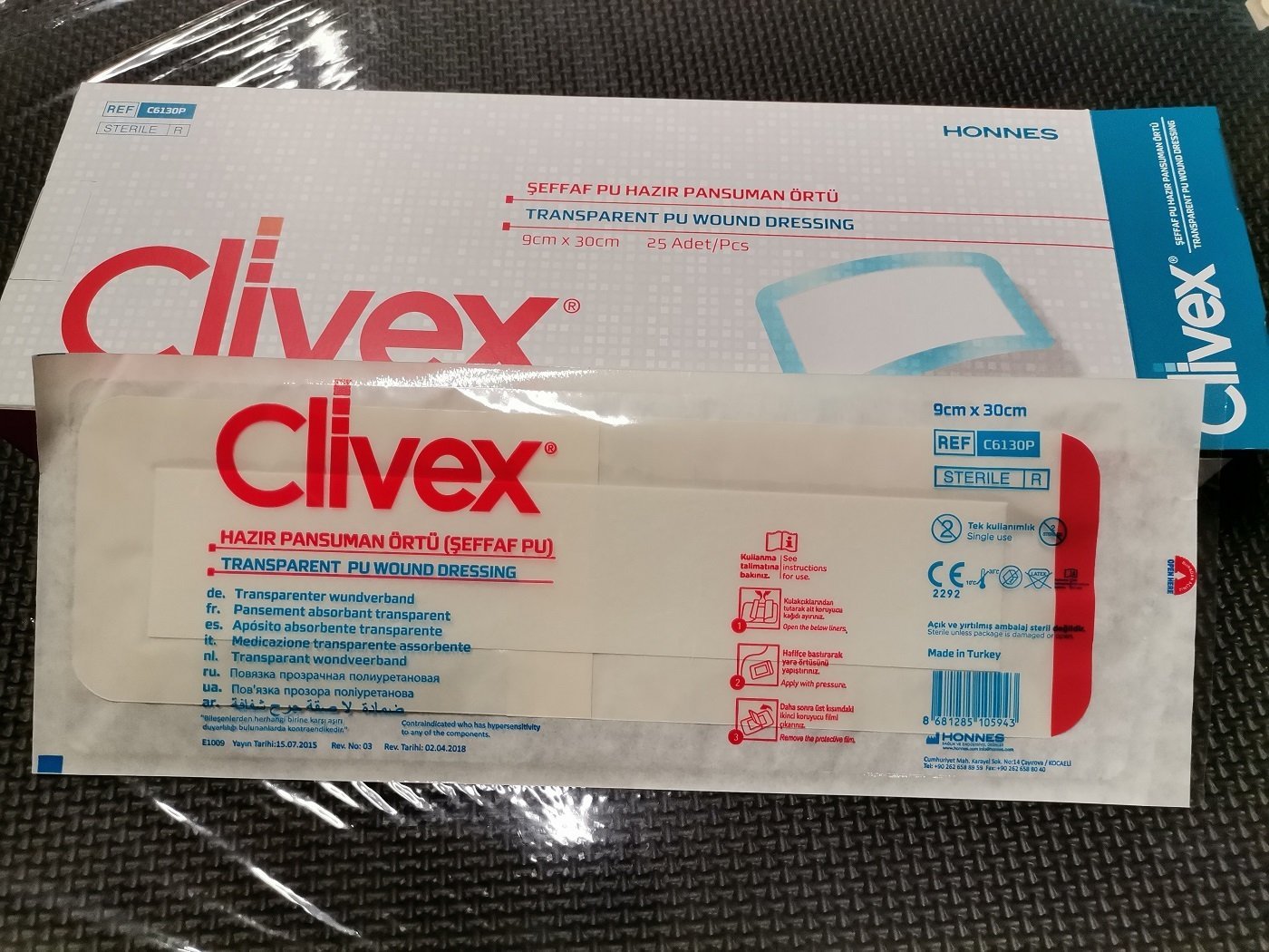 Clivex 9x30 cm Pansuman Yara Örtüsü 25 Adet PU Su Geçirmez