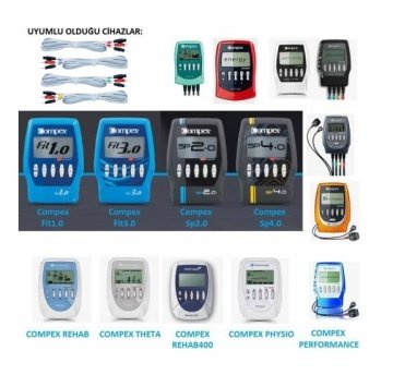 Compex Uyumlu Pin Uçlu Beyaz Kablo 2 Adet