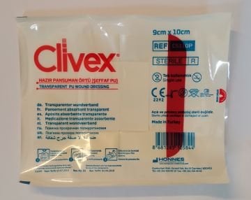 Clivex 9x10 cm Şeffaf PU Pansuman Yara Örtüsü