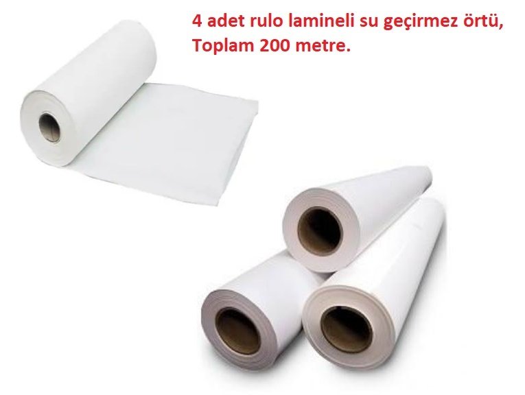 Su Geçirmez Lamineli Rulo Örtü 50 cm x 50 METRE 4 adet %4 iskontolu