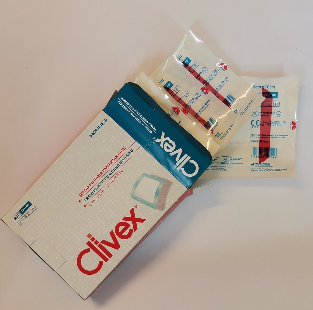 Clivex 9x10 cm Şeffaf PU Pansuman Yara Örtüsü 25 Adet PU Su Geçirmez
