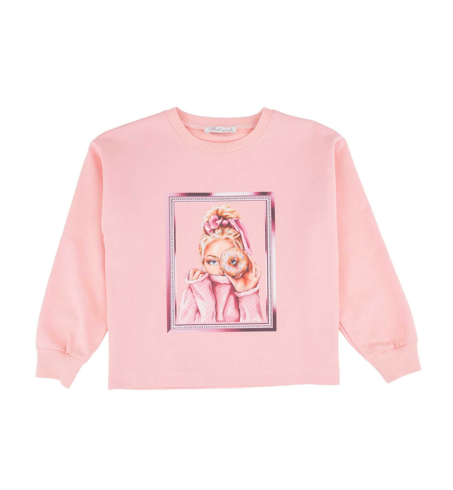KIZ ÇOCUK AYICIK BASKILI SWEATSHIRT