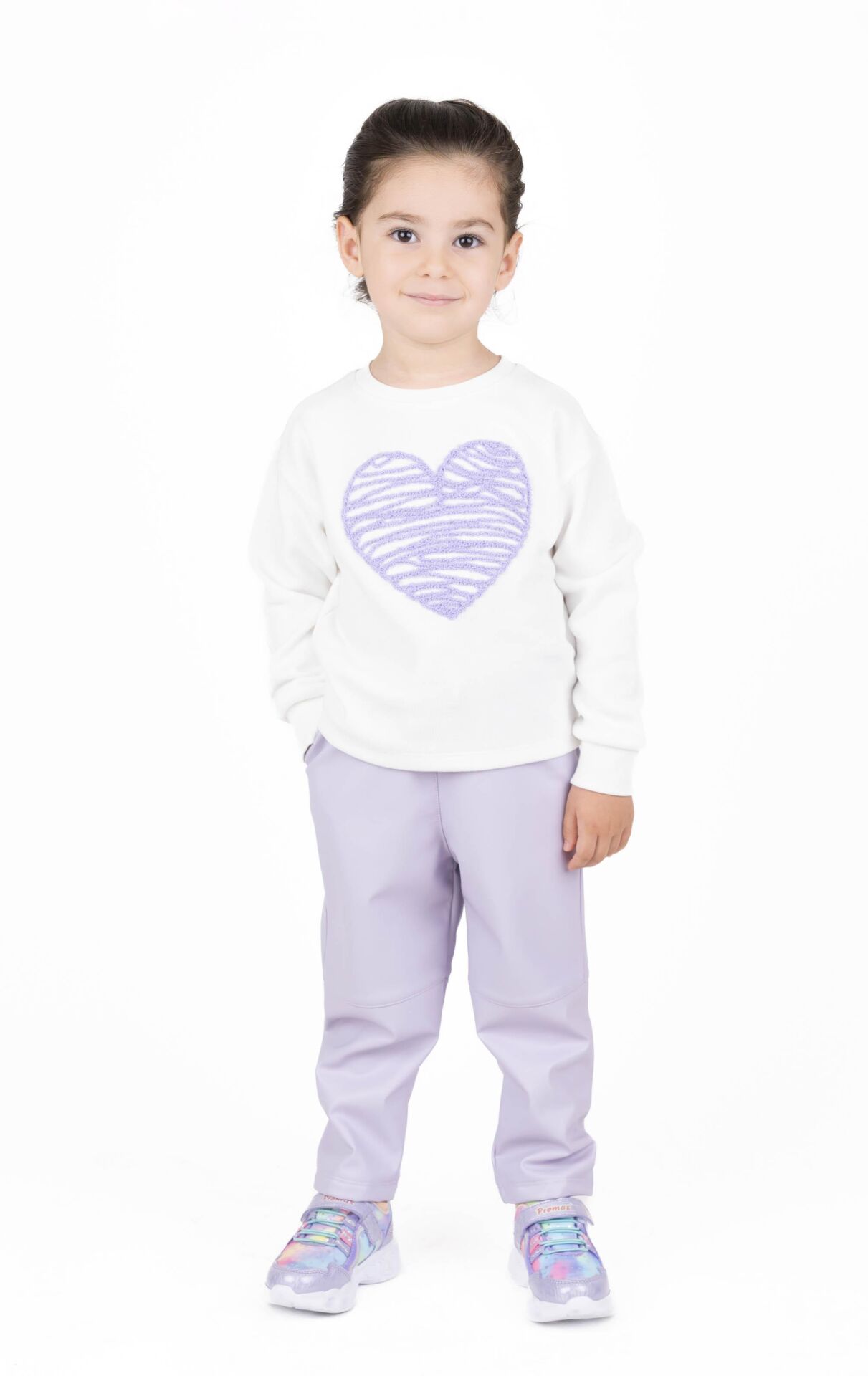 KIZ ÇOCUK KALP İŞLEMELİ SWEATSHIRT