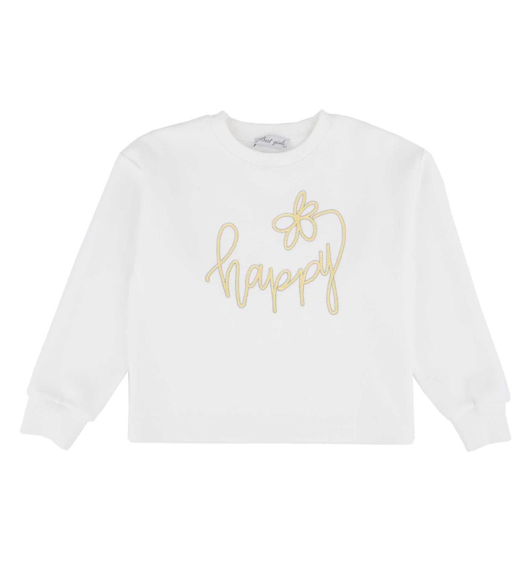 KIZ ÇOCUK YAZI İŞLEMELİ SWEATSHIRT
