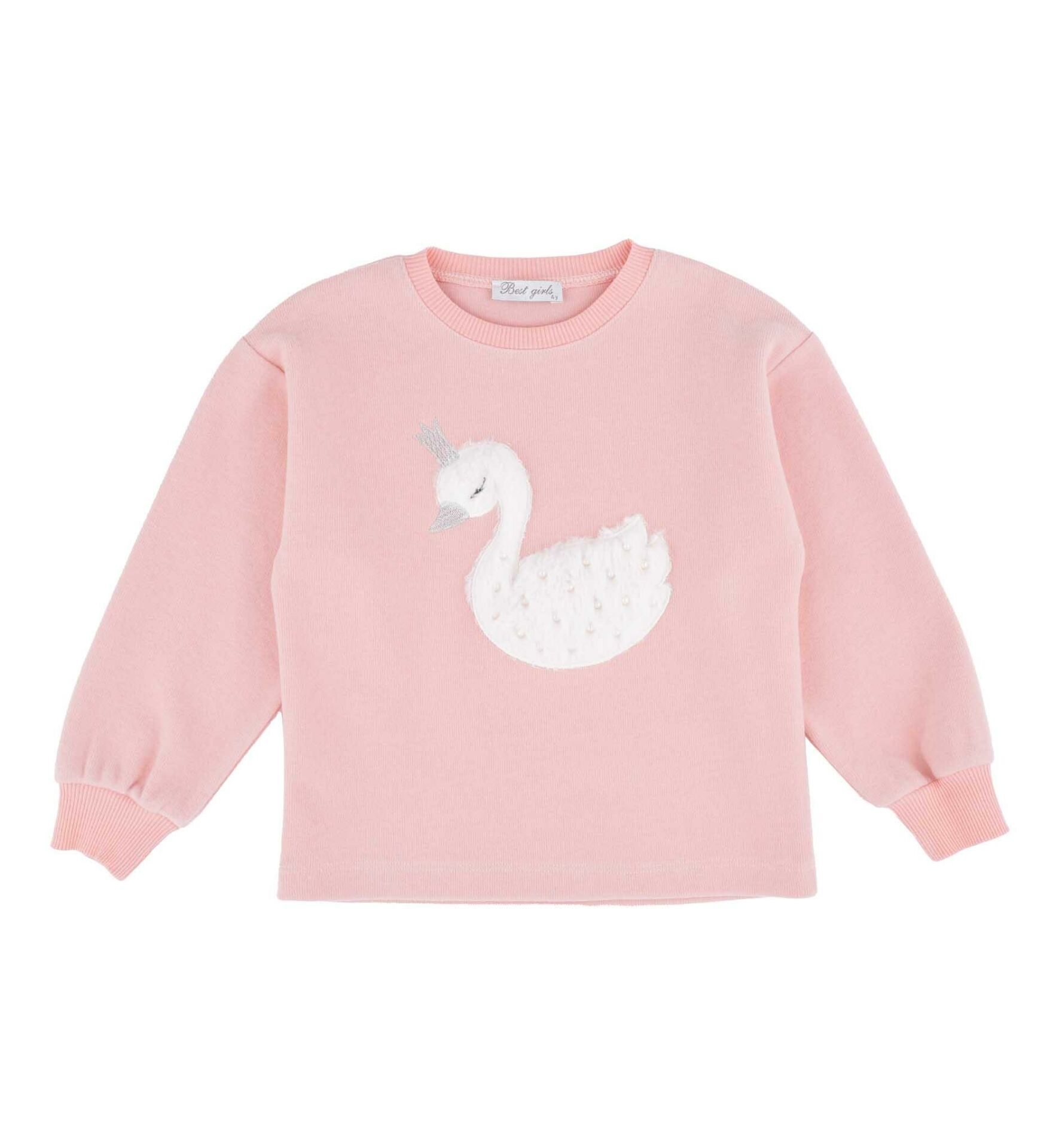 KIZ ÇOCUK KUĞU İŞLEMELİ SWEATSHIRT