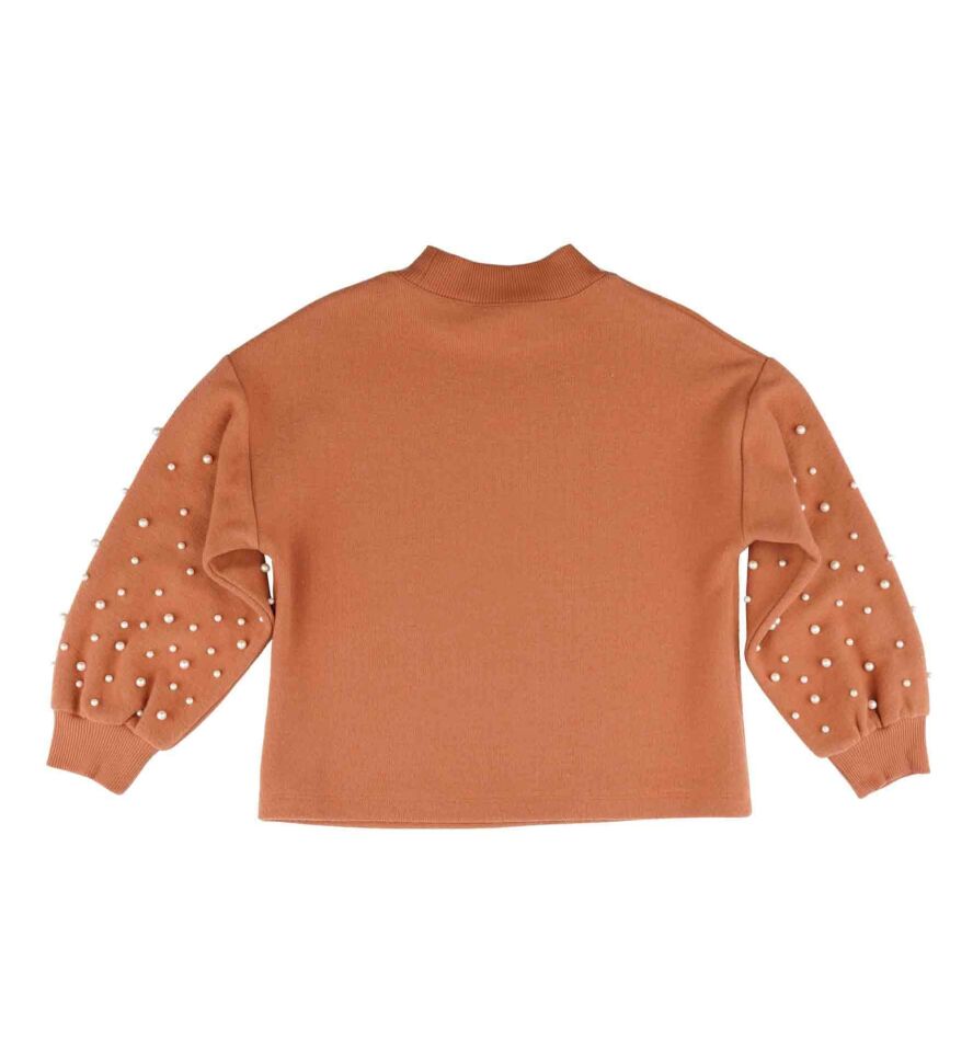 KIZ ÇOCUK BALON KOLLU İNCİ DETAYLI SWEATSHIRT