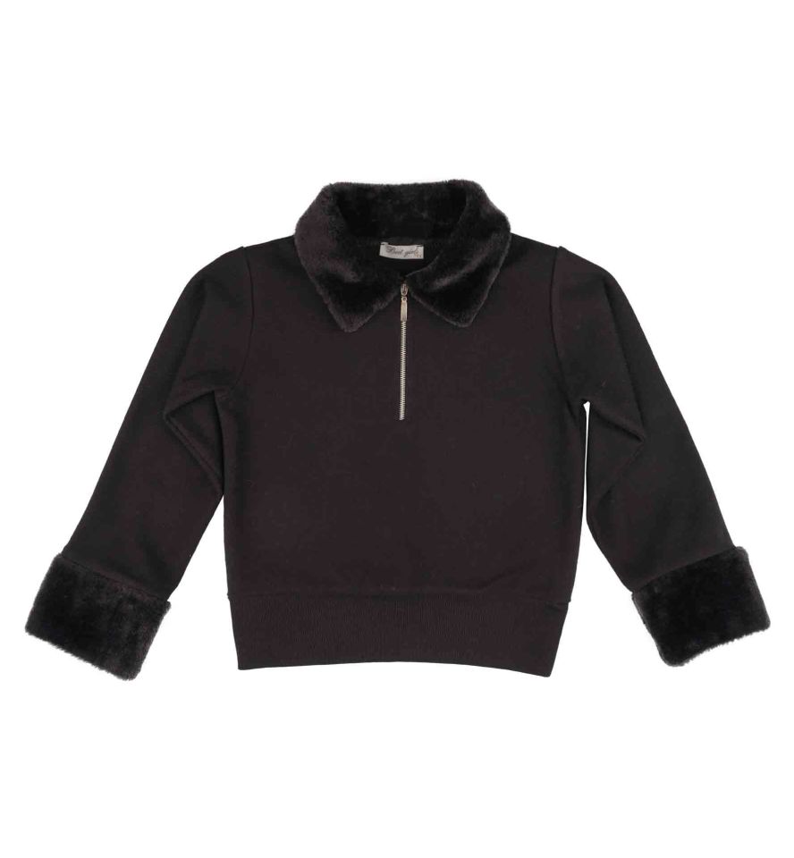 KIZ ÇOCUK PELUŞ DETAYLI SWEATSHIRT
