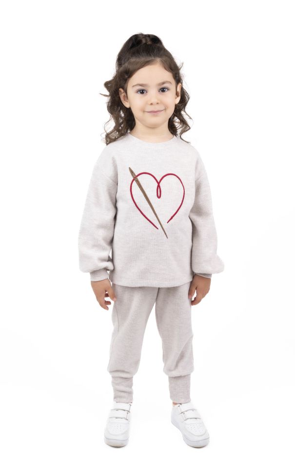 KIZ ÇOCUK İŞLEMELİ SWEATSHIRT