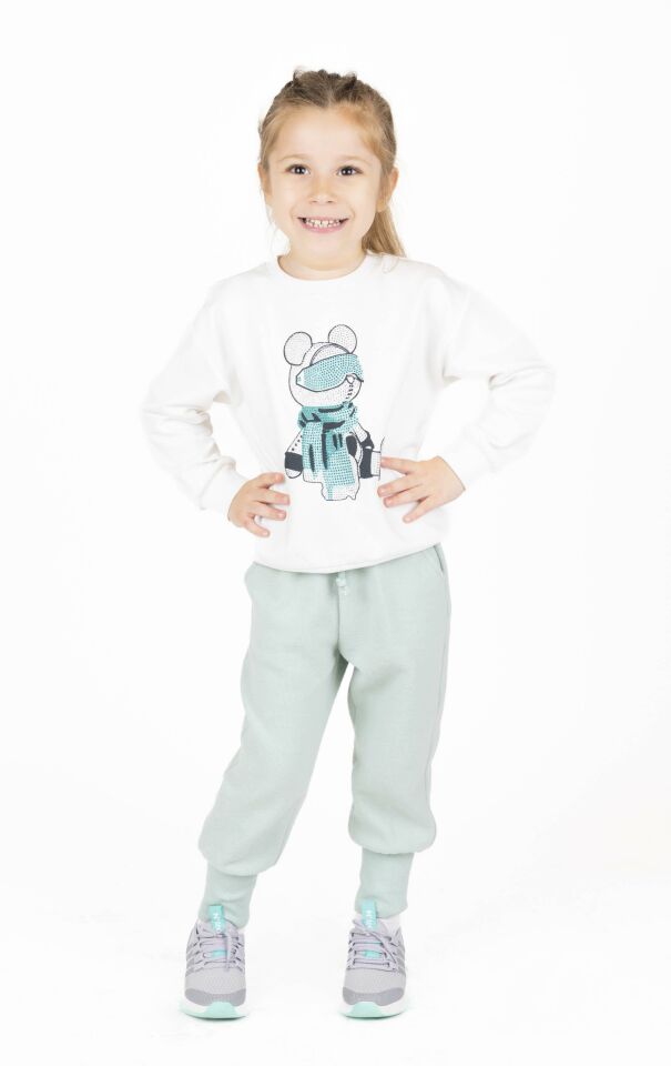 KIZ ÇOCUK TAŞ BASKILI SWEATSHIRT