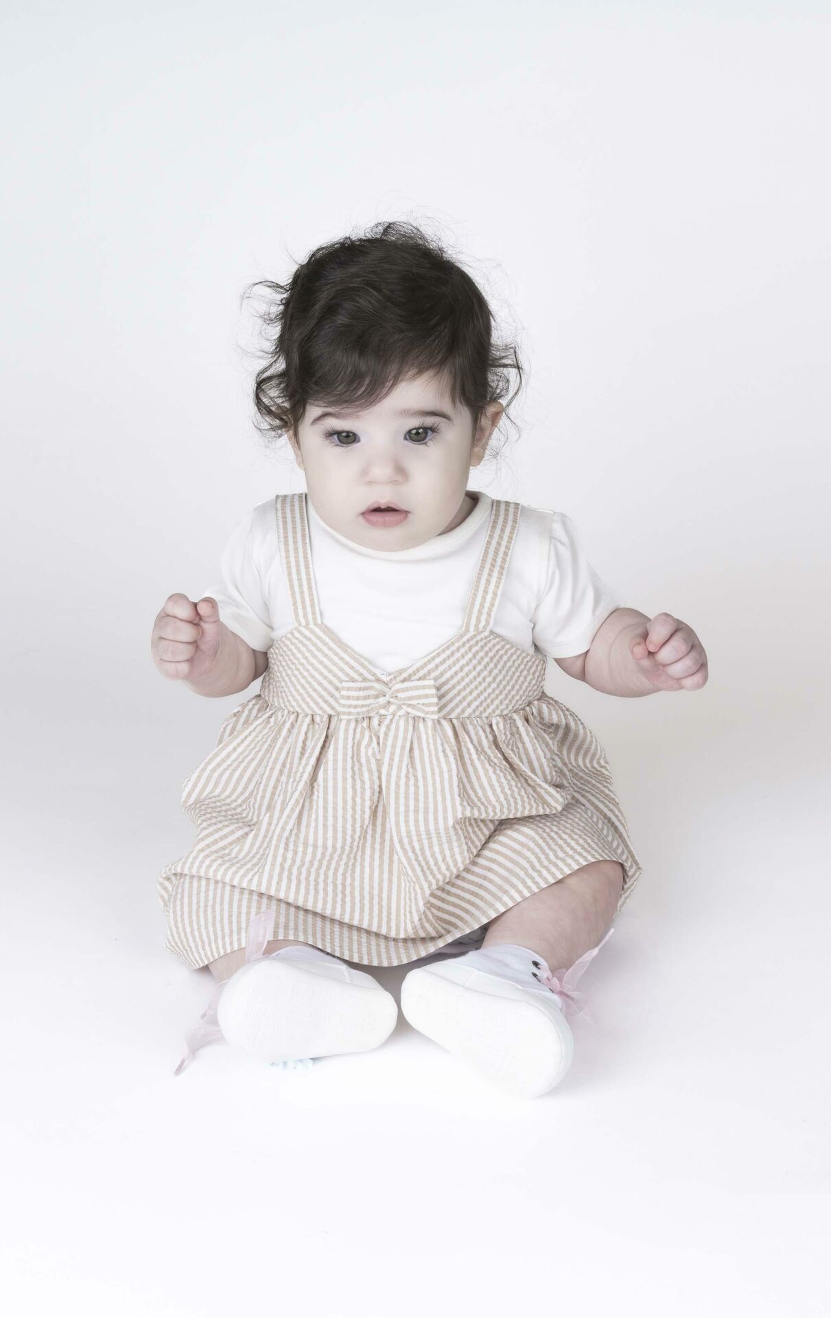 KIZ BEBEK ÇİZGİLİ ELBİSE