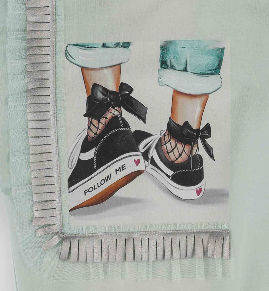 KIZ ÇOCUK BASKILI PÜSKÜL DETAYLI SWEATSHIRT