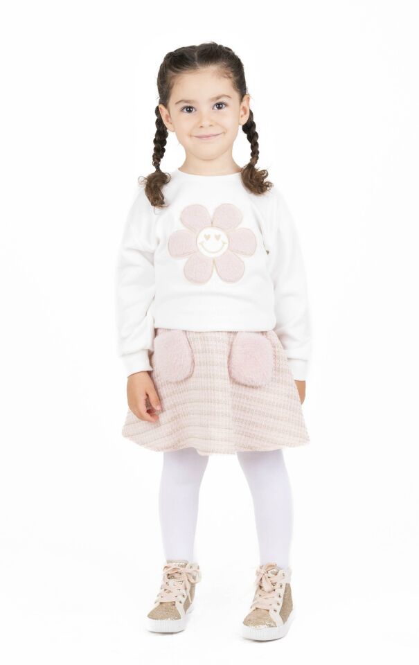 KIZ ÇOCUK PAPATYA İŞLEMELİ  SWEATSHIRT