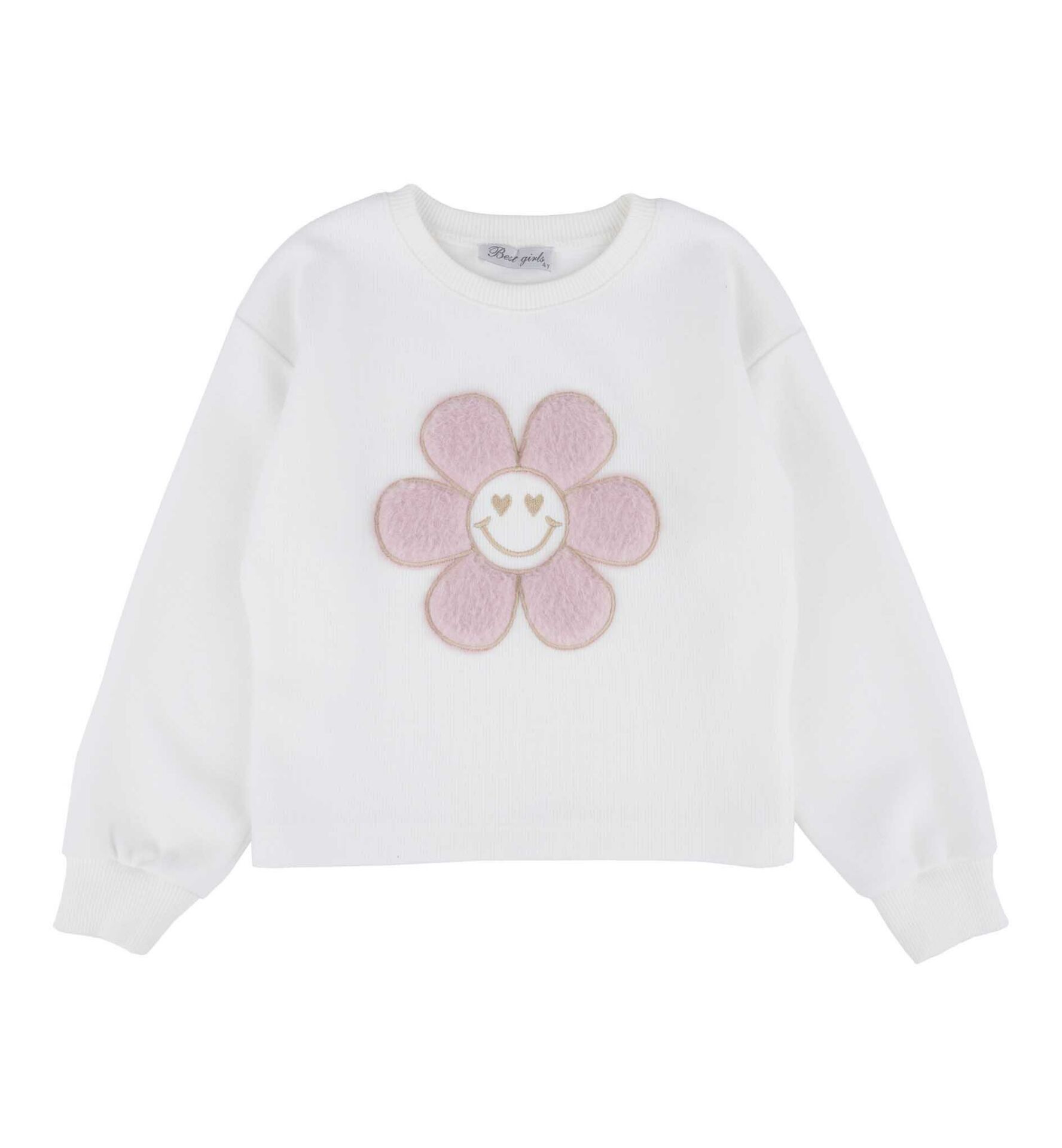 KIZ ÇOCUK PAPATYA İŞLEMELİ  SWEATSHIRT