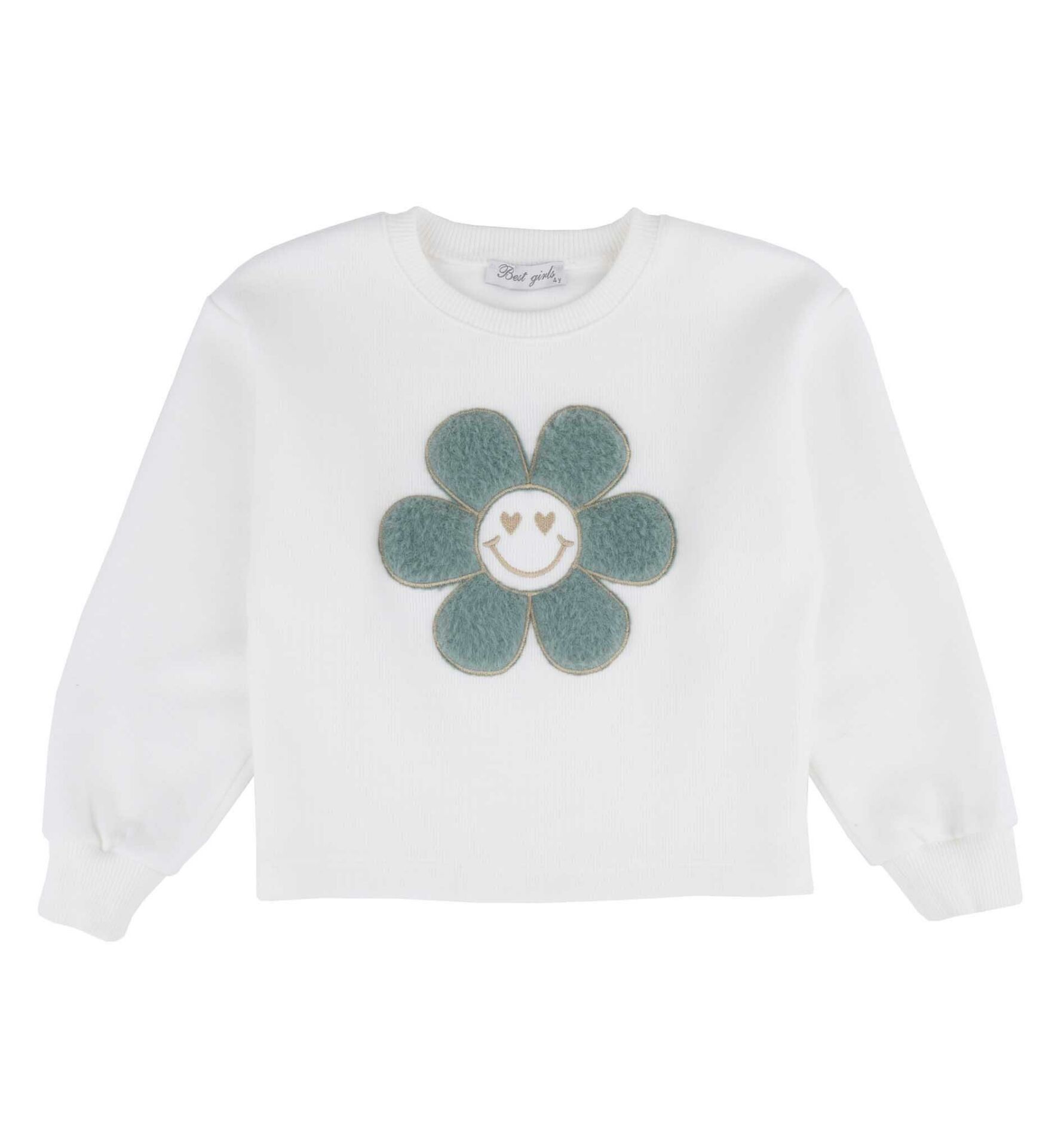 KIZ ÇOCUK PAPATYA İŞLEMELİ  SWEATSHIRT