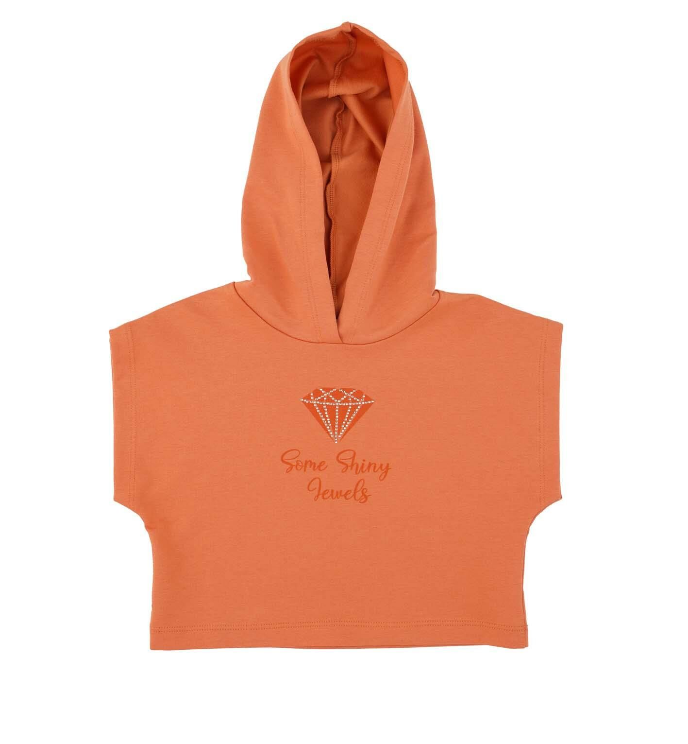 KIZ ÇOCUK KISA KOLLU KAPÜŞONLU SWEATSHIRT