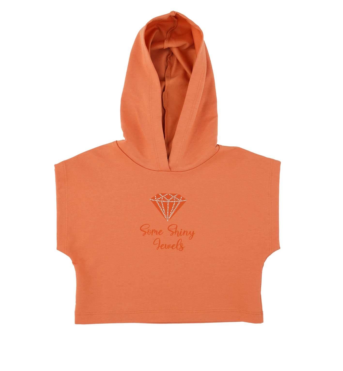 KIZ ÇOCUK KISA KOLLU KAPÜŞONLU SWEATSHIRT