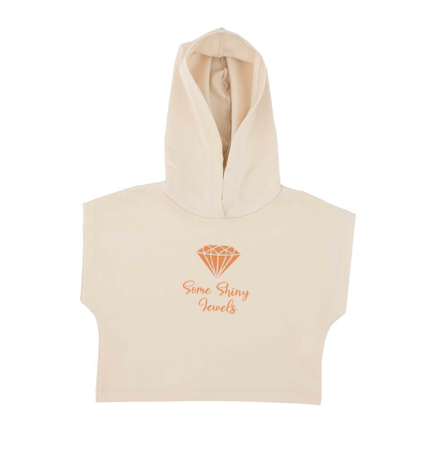 KIZ ÇOCUK KISA KOLLU KAPÜŞONLU SWEATSHIRT