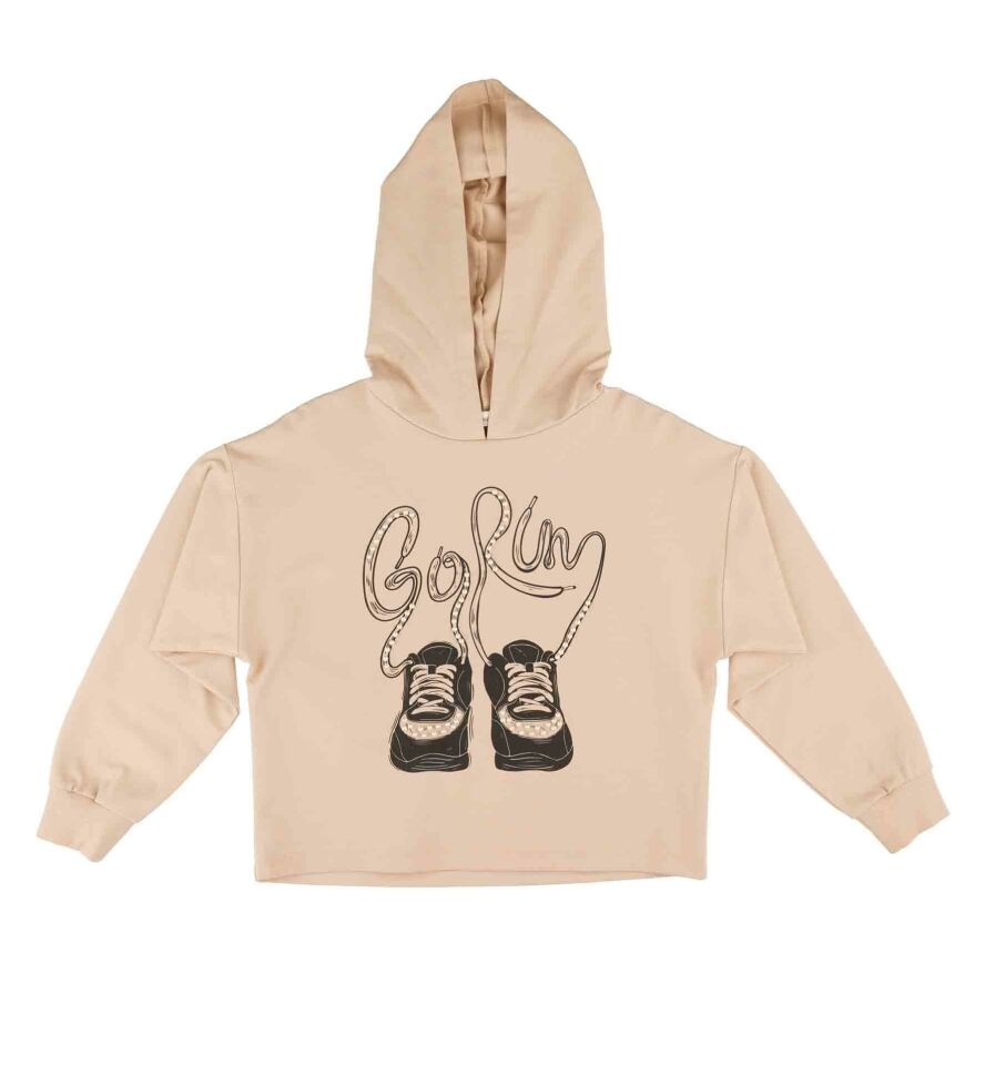 KIZ ÇOCUK BASKILI KAPÜŞONLU SWEATSHIRT
