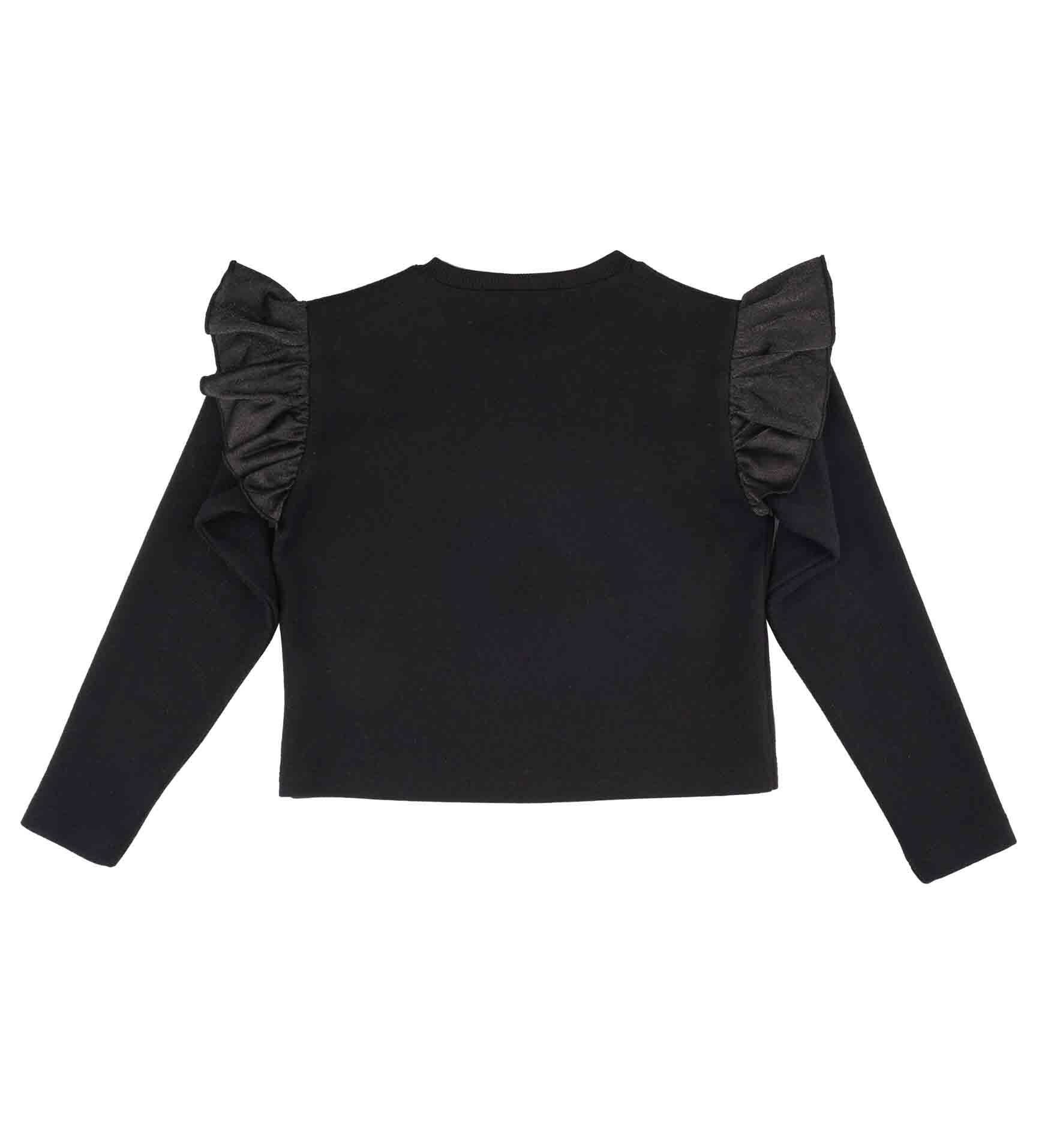 KIZ ÇOCUK KOLLARI DERİ DETAYLI SWEATSHIRT