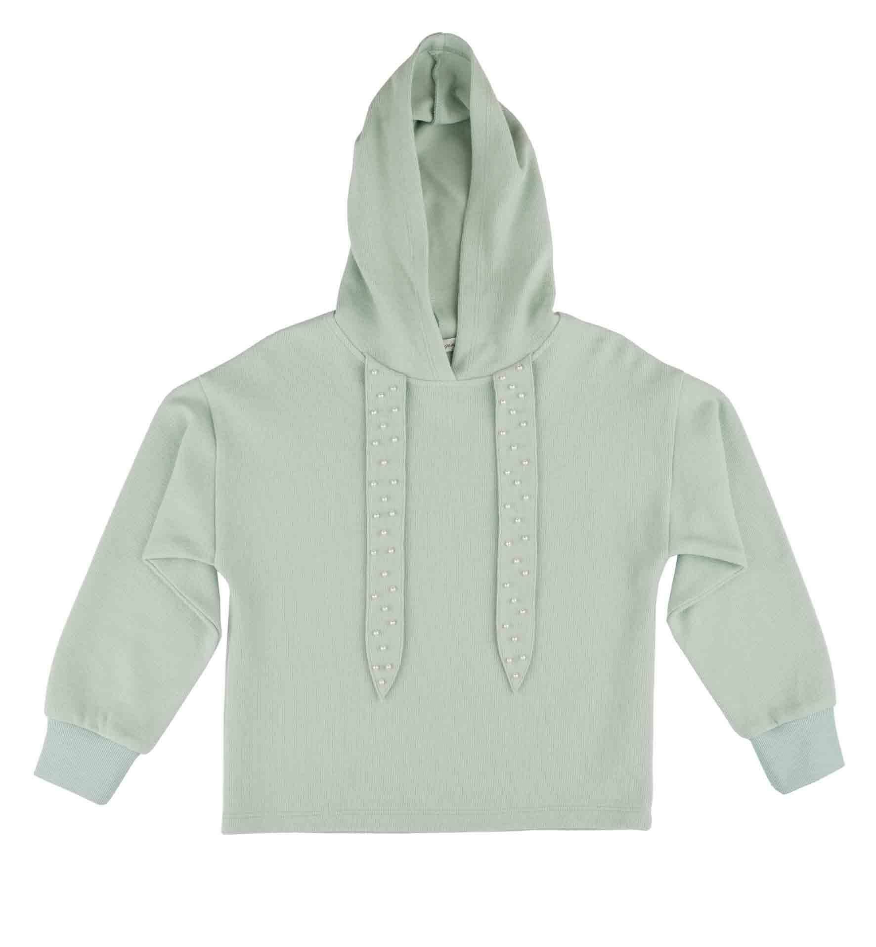 KIZ ÇOCUK SÜS İPLİ KAPÜŞONLU SWEATSHIRT